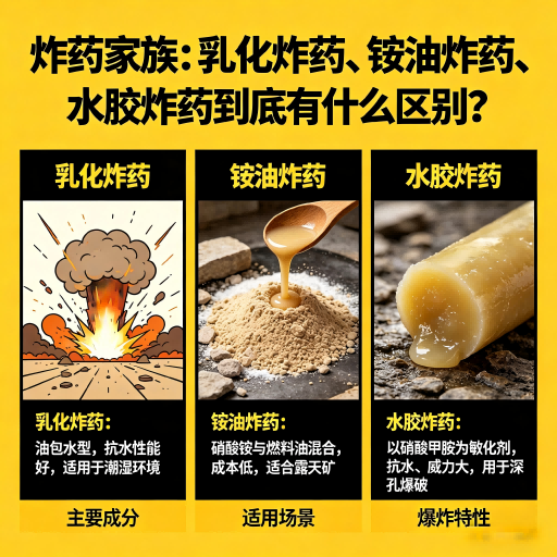 畅好乡炸药家族:乳化炸药、铵油炸药、水胶炸药到底有什么区别?
